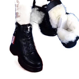 Breakj Round Head Super Fine Fiber Boots Rubber Winter Platform Bottom Snow Boots Short Tube Side Zipper Low Heel Women's
