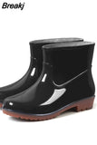 Rain Boots Women's Low-Cut PVC Beef Tendon Platform Solid Color Work Shoes Waterproof Rain Boots Thick Bottom for