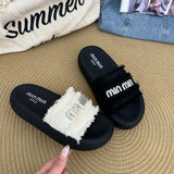 Women Slides Slippers Summer New Woman Beach Retro Peep Toe Slip on Wedges Platform Designer Casual Open Toe Flat