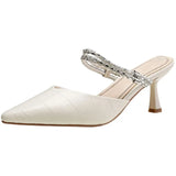 Women Thin High Heels Mules Slippers 2023 New Pointed Toe Butterfly-knot Shoes Female Casual Slides Ladies