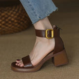 platform heels sandals Summer 2023 Thick with High-heeled Word with Sandals Simple Roman High Sandals Female Woman