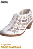 New Women Sandals Summer GLADIATOR Fashion Stitching Pointed Toe Ladies Heel Shoes Female Casual Sandalias Mujer Size