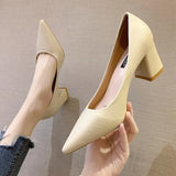 Heels Women 2023 New Korean Style Pointed Shallow Mouth Thick Heel Fashion Women's Shoes Zapatos De
