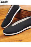 Chinese Style Men Kung Fu Shoes Old Beijing Bruce Lee Tai Chi Wushu Black Martial Arts Shoes Tang Suit
