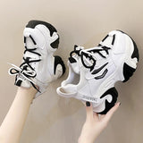 Pink Chunky Platform Sneakers for Women Spring Autumn Fashion Thick Botom Dad Shoes Woman Hidden Heels Sports