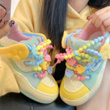 Kawaii Shoes Women Platform Sneakers 2024 Summer Cute Colorful beading Tennis Shoes Harajuku Designer Footwear