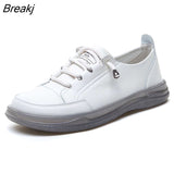 Genuine Leather Women's Flat Sneakers Large Size 35-41 Autumn Vulcanized Shoes Ladies Casual Shoes Comfortable