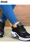 New Thick Bottom Sneakers Fashion Casual Wedge Sneakers Ladies Lace Up Mesh Women Vulcanized Shoes Plus Size Women's
