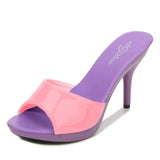 Brand Summer Slippers Women Mixed Colors PU Fine Heel 9cm Outside Sandal Platform Sexy Slipper Women Shoes Slides