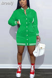 Autumn Long Sleeve Single Breasted Baseball Dress Women Button Sweatshirt Style Mini Dress Fashion Streetwear