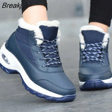 Winter Shoes Women Snow Boots Waterproof Thick Sole Non-slip Warm Cotton Shoes Women Ankle Boots Black Blue