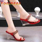 Wear Outside Summer Slippers Candy Color Sandals Ankle Strap 8CM Walk Show Super High Heels Peep Toe Wedding Women
