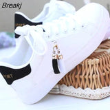 New Spring Autumn Female Tennis Fashion White Shoes Woman's PU Leather Solid Color Casual Basketball Footwears Plus Size