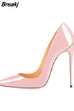 Color Classical Women Pumps 12 cm Stilettos Shallow Pointed Toe Thin High Heels Woman Party Shoes Pink color QP004