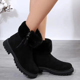 Non Slip Warm Fur Snow Boots Women Thick Bottom Faux Suede Winter Boots Woman Zipper Platform Ankle Botas Mujer