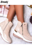 Boots Women 2023 Fashion Warm Snow Boots Wedge Platform Boots Women's Ankle Boots Size 43 Side Zipper Booties Botas