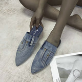 New Shoes for Women Mules Women's Slippers Fashion Pointed Toe Slippers Women Denim Shoes Ladies Comfortable Flat