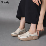 Women's Summer 2023 Autumn New Women's Shoes Round Toe Retro Thick Bottom Slip-on Casual Small Leather