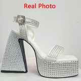 New Platform Woman Sandals Super High Heel 2023 Summer Crystal Fashion Sexy Woman Wedding Sandals Shoes Big Size