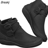 Women's Shoes Autumn Winter Ankle Boots Roman Pointed Casual Booties Waterproof Fashion Leather Women Boots Large Size