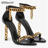 Chain Gladiator Sandals Women High Heel Shoes Runway Slingback Star Style Pumps Banquet Party Sexy Women's Sandals