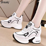 Women's Shoes 2023 New Autumn Wedge Platform Lace Up Casual Sneakers Fashion High Heels Breathable Comfortable Sport
