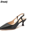 Women's Shoes Closed Footwear Thin Heels Sandals for Woman Stiletto Summer 2023 White Leather Office Work Pointed Toe Trend
