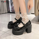 mary jane shoes White Pumps for Women High Heels Buckle Strap Mary Jane Shoes Woman Goth Thick Heeled Party Shoes