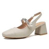 Breakj New Autumn / Winter 2023 Fashionable Elegant Square Head Shallow Stitching In The Heel Thick Heel Casual Commuting Work