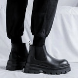 Breakj 2023 New Round Head Thick Bottom Male High Help Middle Tube Youth Heel Set Foot Trend Martin Boots