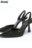 Party Shoe and Bag Set Sexy Heels Shallow Mouth Pointed Pumps Lace-Up Sandals Ladies Slip on Golden Crossdressers
