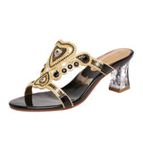 Women With Crystal High-Heeled Sandals Wear 2024 New Diamond Sandals In Summer. Roman Slippers Are