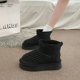 Boots With Fur Women's Rubber Shoes Rain Flat Heel Australia Plush Lolita Snow Leather Med Ladies Basic Ethnic Slipper