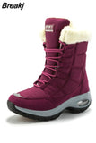 Women Boots Winter Keep Warm Quality Mid-Calf Snow Boots Ladies Lace-up Comfortable Waterproof Booties Chaussures