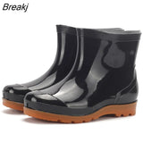 Men Rainboots Spring Autumn Male Ankle Boots Waterproof Fishing Wading Shoes Car Wash Work Footwear Slip-On Plastic