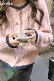 Autumn Pure Color Casual Tops Korean Fashion Y2k Clothing Woman Elegant Knitted Sweater Cardigan Long Sleeve Design