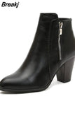 Women Ankle Boots Fashion PU Leather Boots High Heel 8cm Ladies Shoes Side Zipper Short Boots for Women Shoes Drop Ship