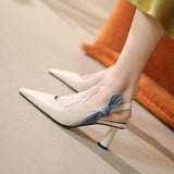Women High Heels Solid Color Sandals Personality Pointed Toe Stiletto High Heels Simple and Versatile Catwalk Women's