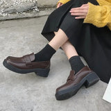 black Loafers women Student Uniform Small Leather Shoes flats Retro British Style Fashion Women's Single Shoes Mary