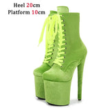And Winter Fashion Pole Dance Show Shoes 20CM Hate Sky High Flock Mid-Calf Boots Women Sexy Platform Zipper High