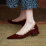 for Woman 2023 Normal Leather Casual Women's Summer Footwear Korean Style Pink Square Heels Pointed Toe Low Heel Elegant