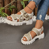 Breakj Spring And Summer New Magic Sticky Beach Sandals Women's Pine Cake Large-Size Thick-Bottomed Dew Casual Roman