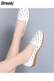 PU Leather Casual Shoes for Women Summer Flat Cut Outs Breathable Loafers Ladies Ballet Moccasins Female Chaussures