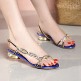 New Bohemian Fashion Diamond Sandals Summer Leather Flat Sandals Non-Slip Crystal