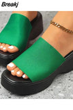 Heeled Women's Slippers 2023 European Style Comfy Walking Beach Sandal Summer Outside Simply Lady Slippers Plus Size