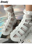 Chunky Heels Sandals 2023 Spring Summer Shoes Gothic Style Cool Fashion Walking Comfy Office Lady Woman Shoes