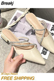 Women's New Summer Mules Slippers Sandals Female Fashion Rhinestones Pointed Square Heel Outside Slippers Zapatillas