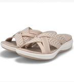 Breakj Women's Shoes 2024 Summer New Slope And Flying Cross-Slippers Large-Size Round-Headed Slippers