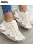 Platform Casual Sport Shoes Women's Plus Size 43 Lace Up Chunky Sneakers Wedge Non Slip Woman Vulcanize Shoes Zapatos