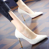 2022 New Korean Version Of High Heels 9 CM Women All-match Pointed Shallow Stiletto Black White Single Shoes Women